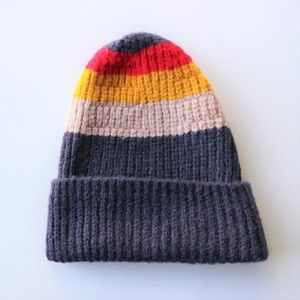 Striped Beanie (Navy Blue)